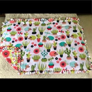 Handmade Hedgehog Cactus Knot Fleece Blanket